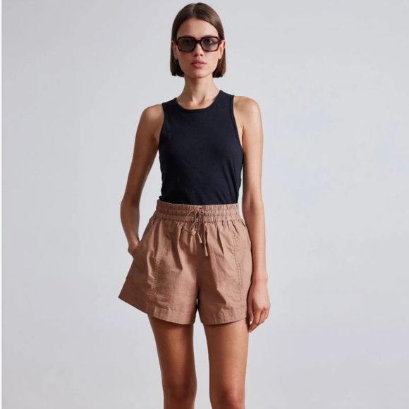 Apiece Apart Pants - Apiece Apart Taupe Drawstring Shorts